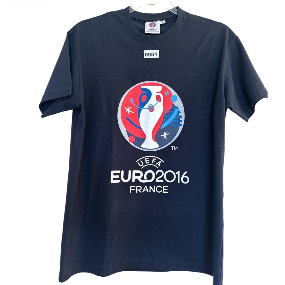 VINTAGE UEFA EURO 2016 FRANCE T-SHIRT Man’s S Black Shirt Sleeves Crew Neck